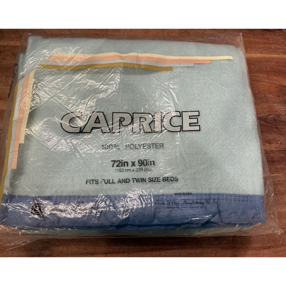 NEW Vintage Owen Caprice Blanket Blue 100% Polyester‎ Twin/Full Size 72 x 90